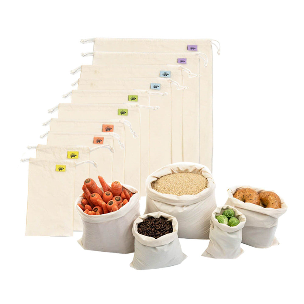 Cotton Muslin Reusable Produce Bags - 10 Pack - Default Title - by Famigift
