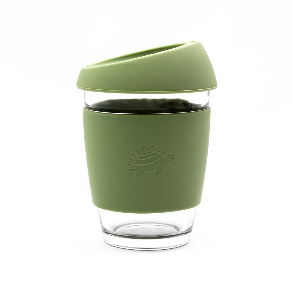 Glass Coffee Mug - With Silicone Lid & Sleeve - by Famigift