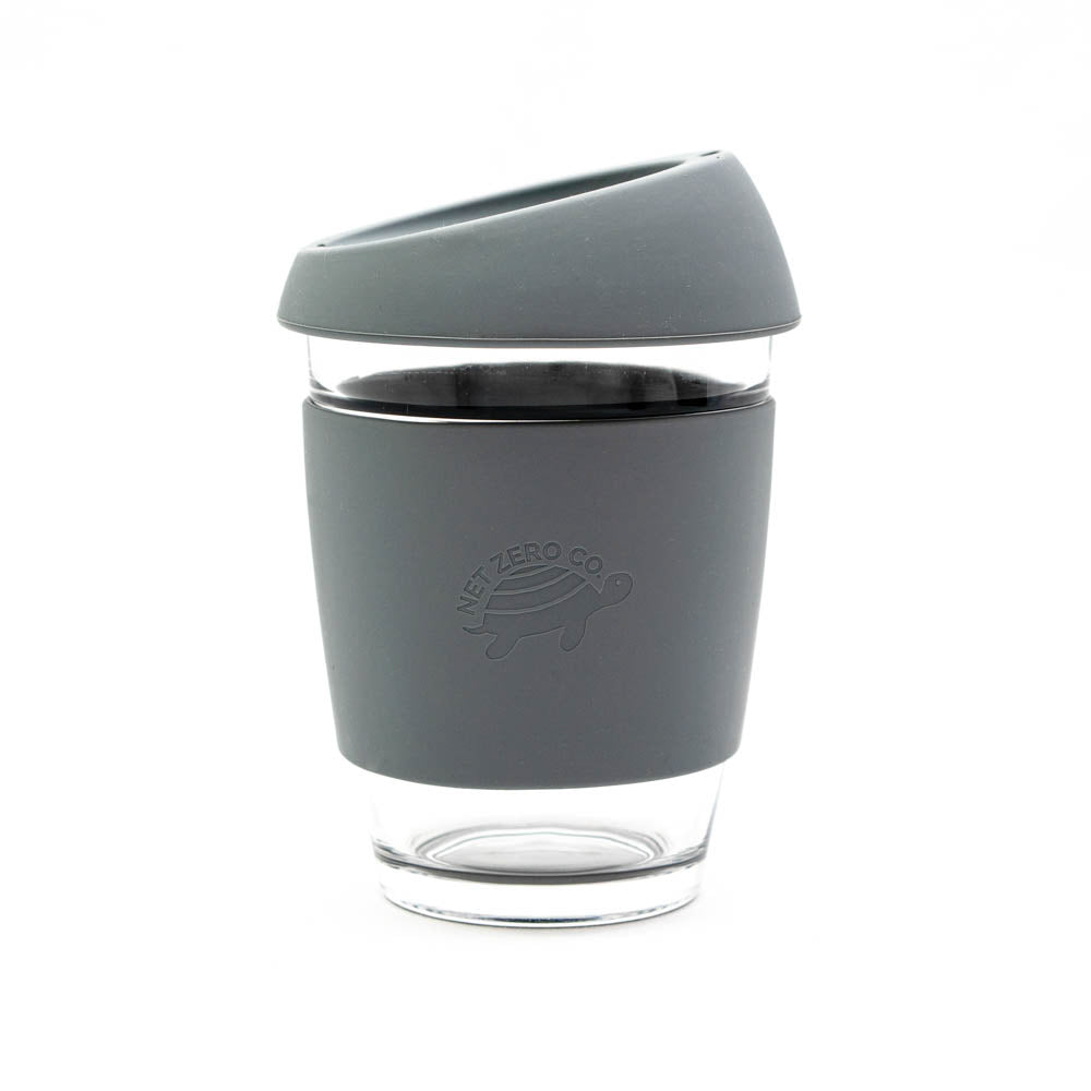 Glass Coffee Mug - With Silicone Lid & Sleeve - Pink Dolphin - by Famigift